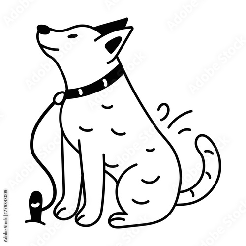 Trendy doodle icon of a pet dog 
