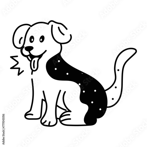 Grab this doodle icon of a barking dog 