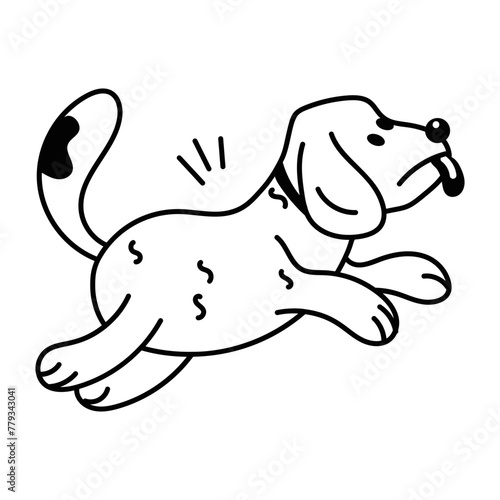 Here   s a doodle icon of a jumping puppy 