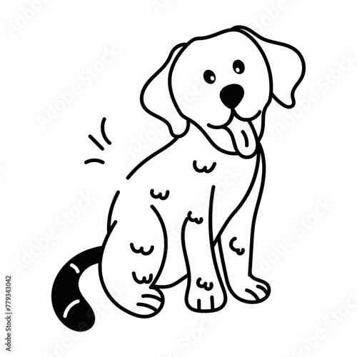 Ready to use doodle icon of an adorable dog 