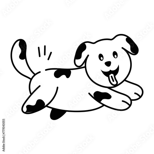 Download doodle icon of a cute jumping dog 