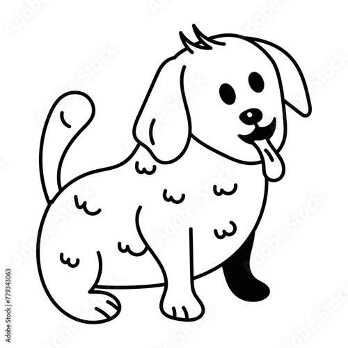 Editable doodle style icon of an adorable puppy 