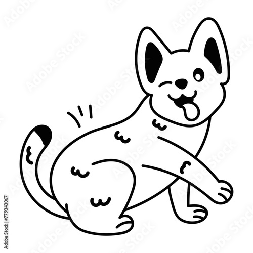 Easy to edit doodle icon of dog wink 