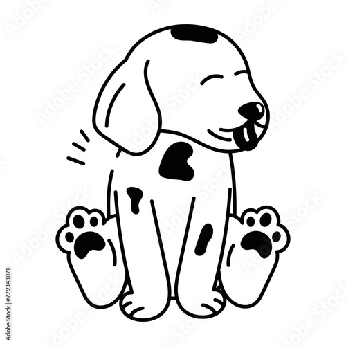 Grab this doodle icon of a puppy sitting 