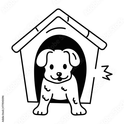 Customizable glyph icon of a dog house 