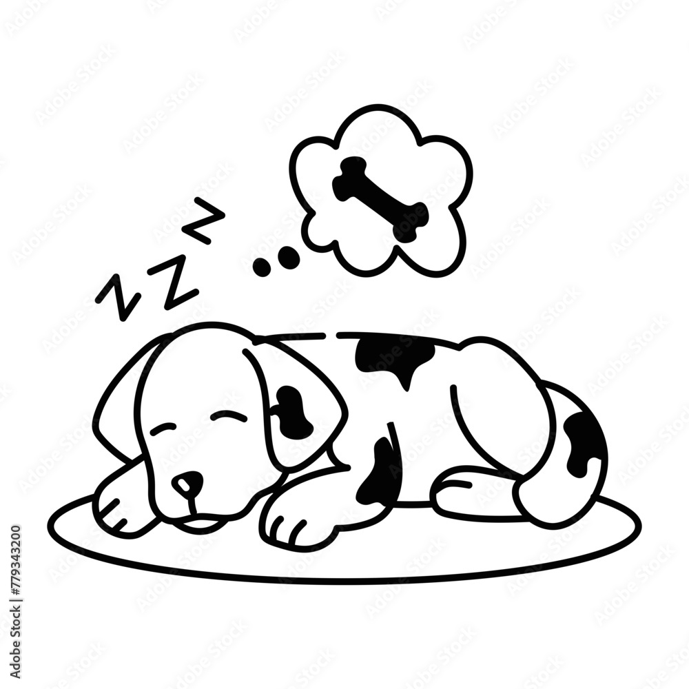 Fototapeta premium Premium doodle style icon of a dog dreaming 