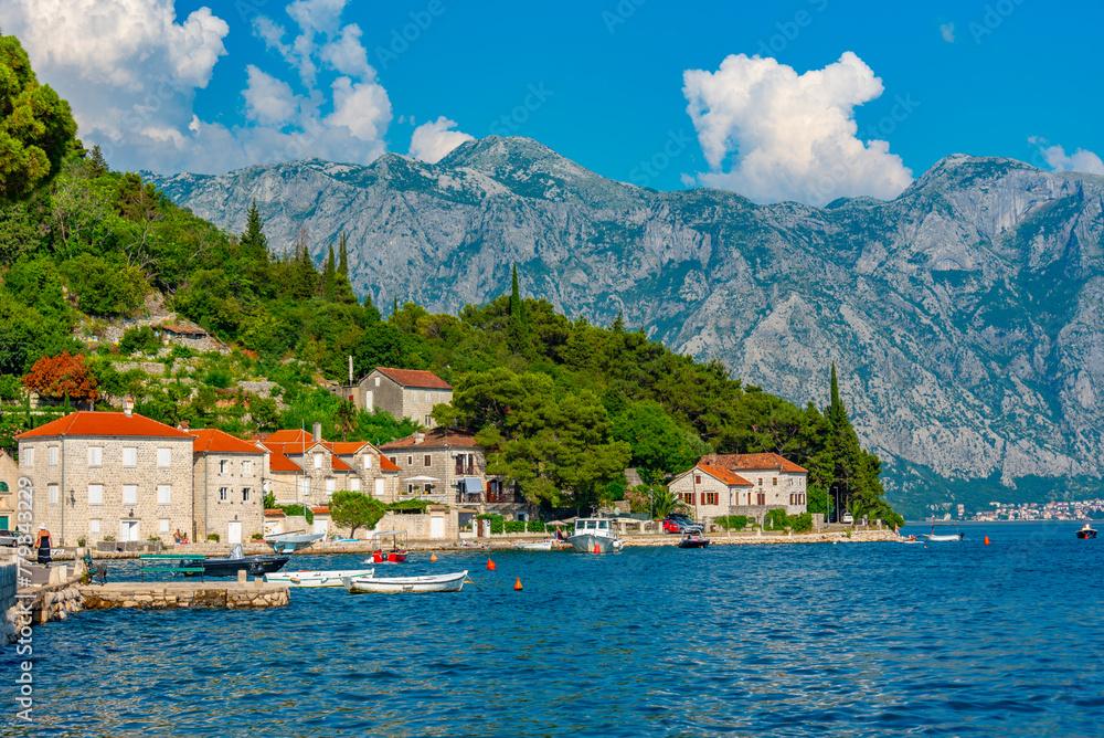 Fototapeta premium Perast town in Montenegro situated at Boka Kotorska bay