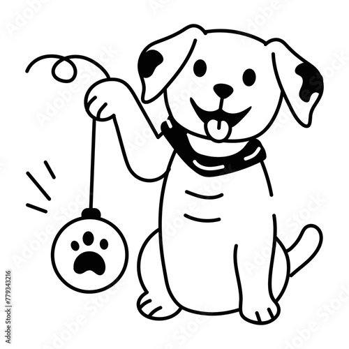 Cute doodle style icon of a puppy toy 