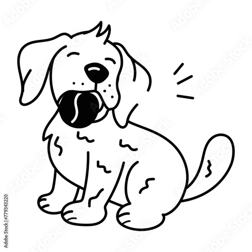 Handy doodle icon of a dog ball 