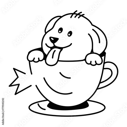 Cute doodle icon of a dog cup 