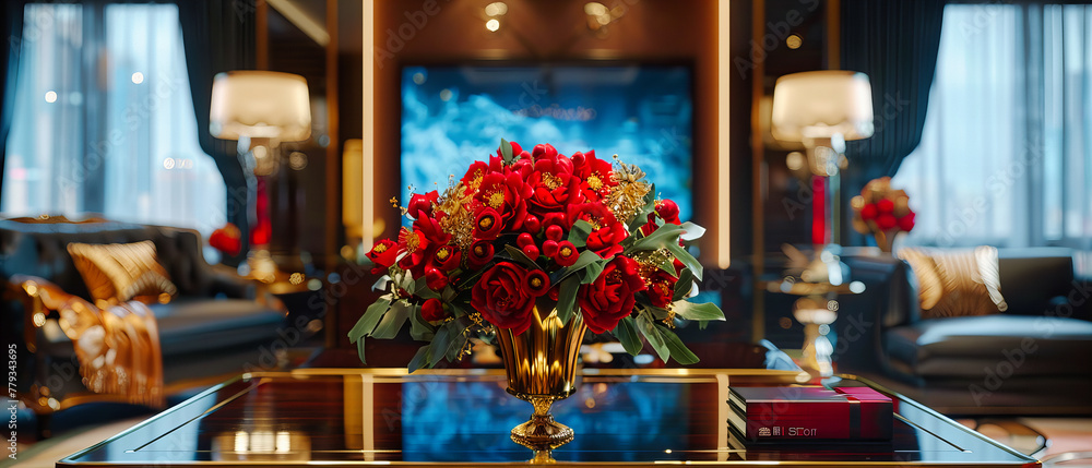 Vibrant Red Floral Bouquet, Romantic and Beautiful Decor, Fresh and Colorful Flower Arrangement