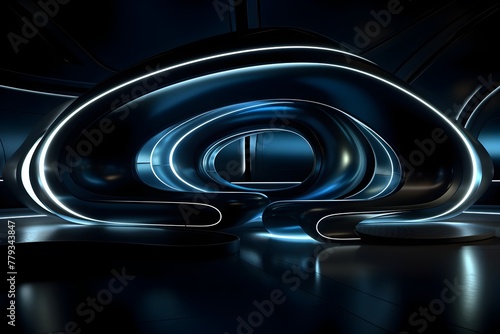 Captivating Futuristic Sci-Fi Interior with Fluid Curve Design and Innovative Lighting © yelosole