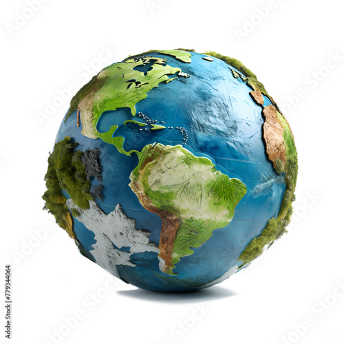 earth globe on white on transparent png background	
