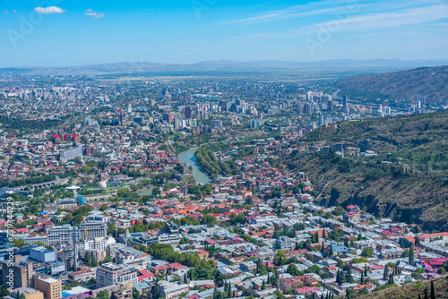 Fototapeta Naklejka Na Ścianę i Meble -  Panorama view of commercial center of Tbilisi, Georgia