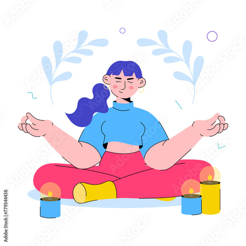 Handy doodle mini illustration of yoga concentration 