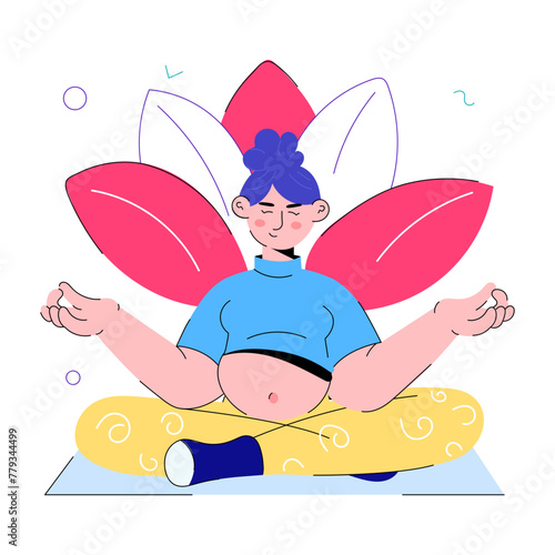 Premium doodle mini illustration of pregnancy meditation 