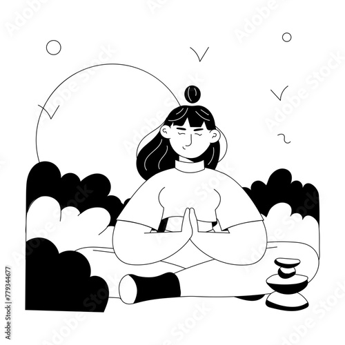 Ready to use doodle mini illustration of calmness 