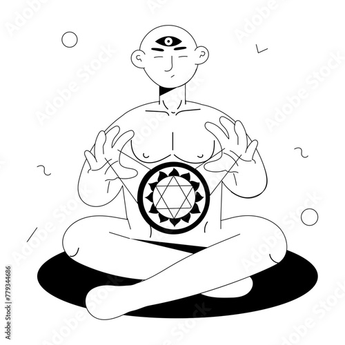 Customizable doodle mini illustration of clairvoyance ability