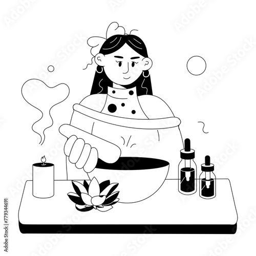 Check out doodle mini illustration of girl making oil 