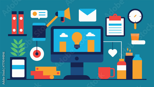 A closeup of a designers desk cluttered with various prototypes and mockups of different product ideas showcasing the creative process of