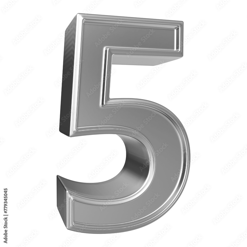 5 Number 3D Silver 5 Number 3D Silver