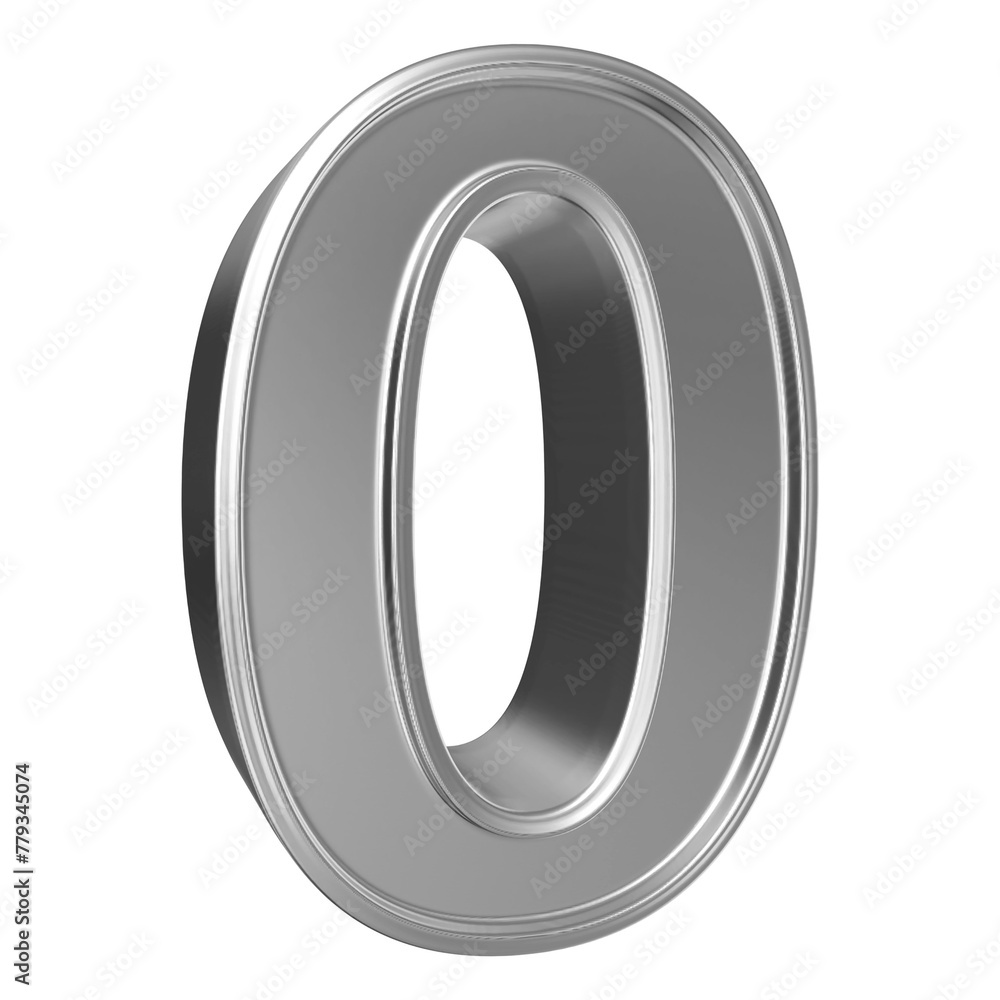 0 Number 3D Silver 0 Number 3D Silver