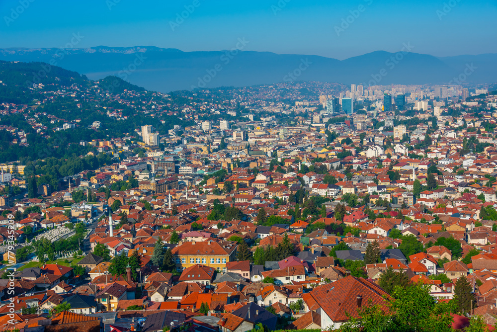 Fototapeta premium Panorama view of the old town of Sarajevo, Bosnia and Herzegovina