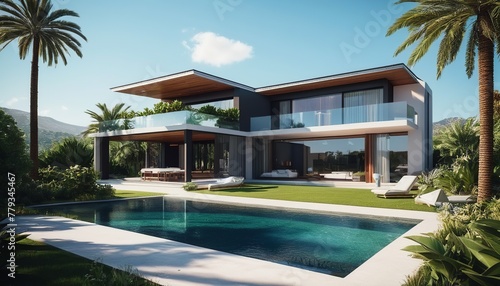 8K Realistic View of a Beautiful Modern Villa in Daylight © Eliane