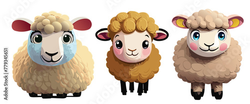 Sheep and lamb frolic happily with a sign in a cartoon farm scene