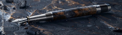 A fountain pen that etches words directly into stone, turning any surface into a lasting manuscript , professional color grading photo