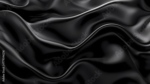 Abstract 3d wave silk textured solid black color background, for home decor, wall art, digital art print, wallpaper, background