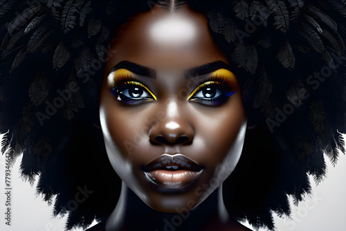 Graceful Portraits: Beautiful Black Women on White Background(Generative AI)