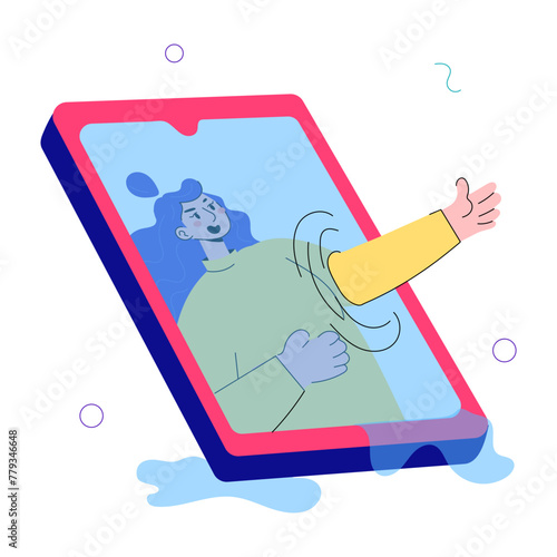 A handy doodle mini illustration of phone addiction 