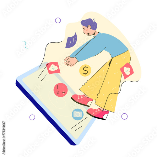 A handy doodle mini illustration of screen addiction 