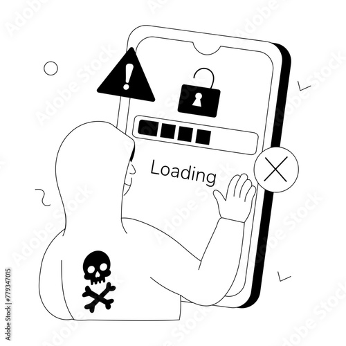 Latest doodle mini illustration of cybercrime 