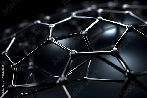 Sleek Metallic Molecular Network Showcasing Futuristic Digital Connectivity