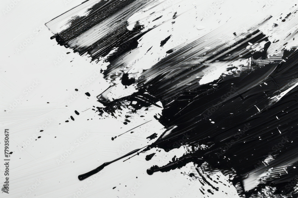 An abstract ink painting background features black and white brushstrokes and splashes of paint on the canvas, creating an atmosphere full of mystery and creativity. An abstract ink painting background features black and white brushstrokes and splashes of paint on the canvas, creating an atmosphere full of mystery and creativity.