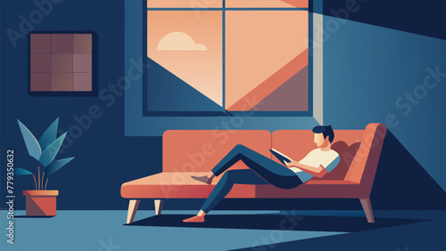 In the comfort of their own home a person lies on the couch with a book in hand unaware of the passage of time as they get swept away in a