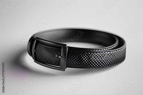 Coiled Black Leather Belt with Silver Buckle.