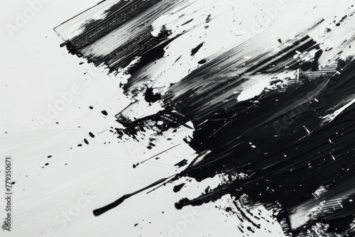 An abstract ink painting background features black and white brushstrokes and splashes of paint on the canvas, creating an atmosphere full of mystery and creativity.