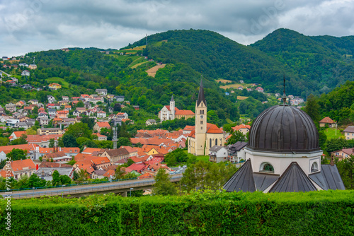 Aerial view of Croatian town Krapina photo