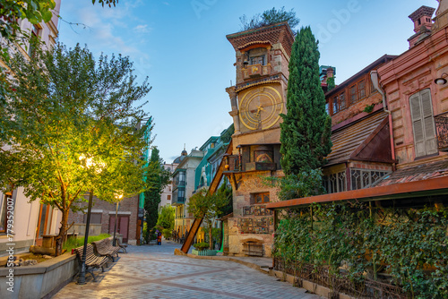Famous clock tower in Georgian capital Tbilisi photo