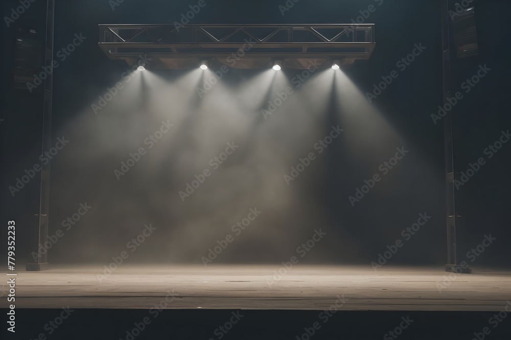 Dramatic Theatrical Stage with Beams and Spotlights Illuminating the ...