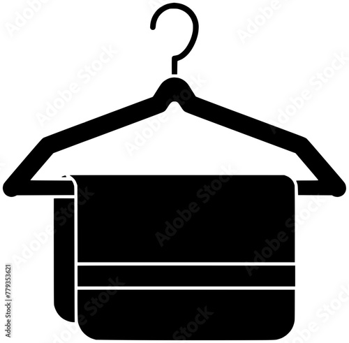 bathroom illustration hanger silhouette towel logo hotel icon black hygiene soft dry clean textile cloth cotton shower bath hanging shape home terry spa for vector graphic background