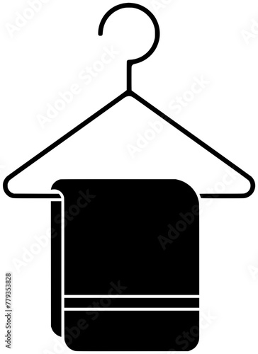 bathroom illustration hanger silhouette towel logo hotel icon black hygiene soft dry clean textile cloth cotton shower bath hanging shape home terry spa for vector graphic background