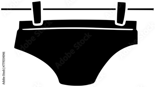 underwear illustration hanger silhouette clean logo dry icon black clothes laundry clothing cloth hang housework clothesline shirt home clothespin shape rope wash dress for vector graphic background