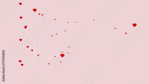 Beauitful abstract bouquet of hearts animation background.