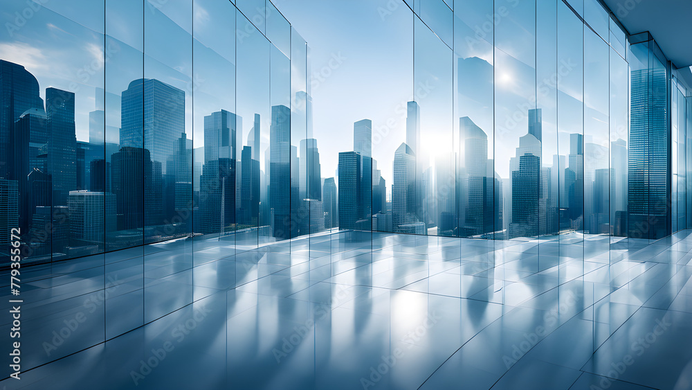 The commercial center of rows of office buildings, with a high-tech office background