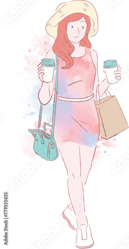 watercolor fashion girl
