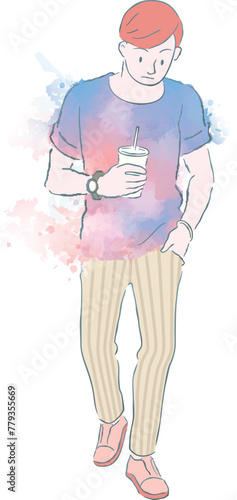 watercolor fashion man